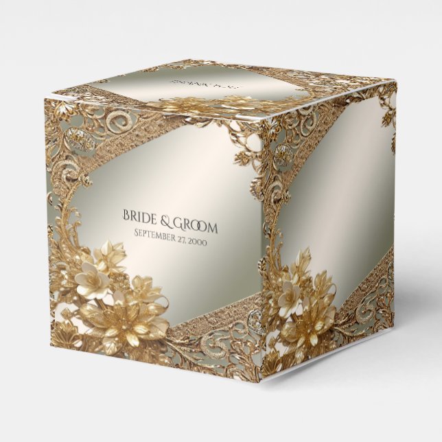 Modern Gold Ornate Favor Box (Front Side)