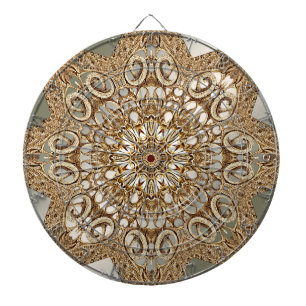 Modern Gold Ornate Floral Dartboard