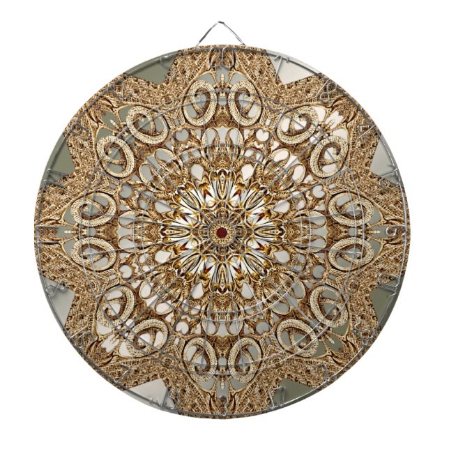 Modern Gold Ornate Floral Dartboard (Front)
