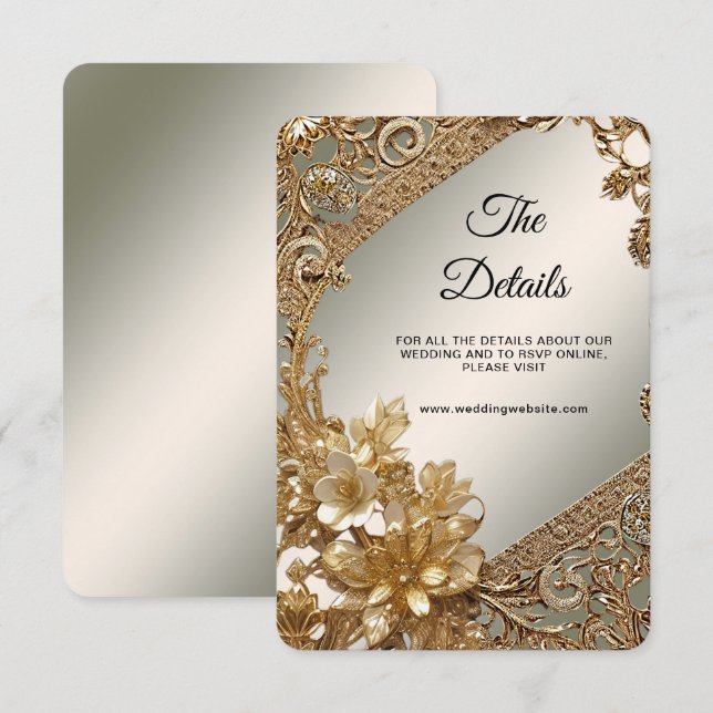 Modern Gold Ornate Floral Detail Enclosure Card (Front/Back)