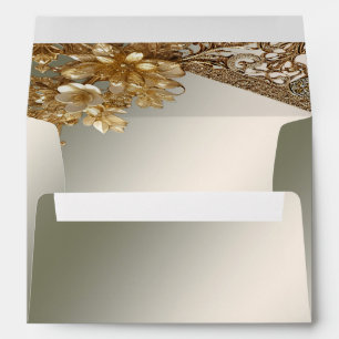 Modern Gold Ornate Floral Envelope