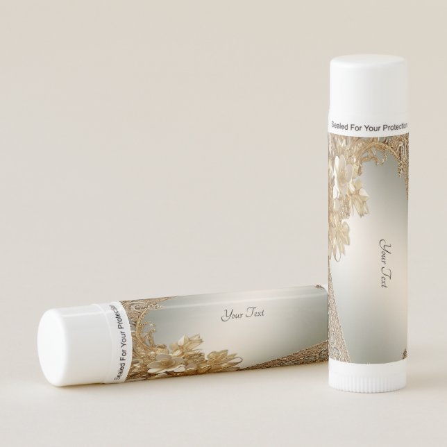 Modern Gold Ornate Floral Lip Balm (Front)