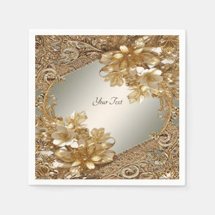 Modern Gold Ornate Floral Napkins