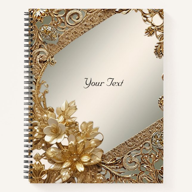 Modern Gold Ornate Floral Notebook (Front)