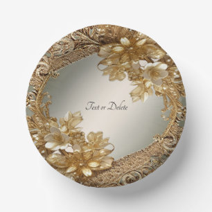 Modern Gold Ornate Floral Paper Bowls
