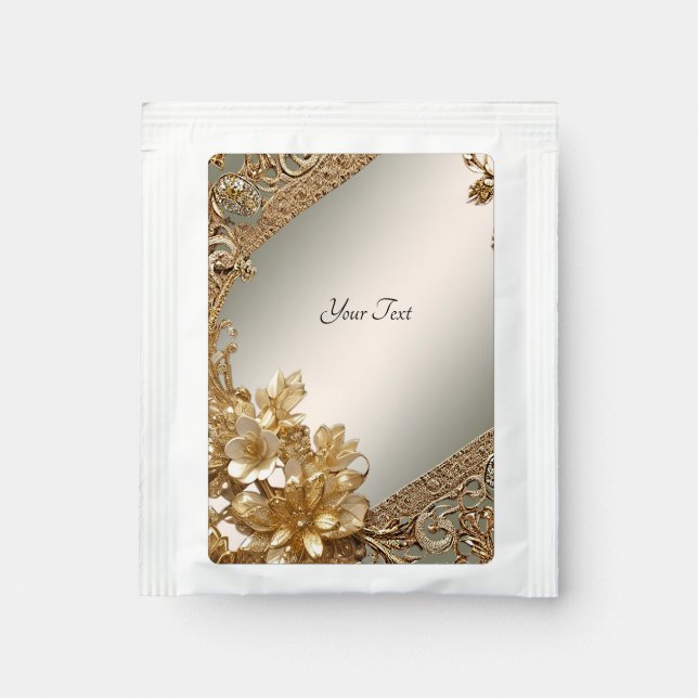 Modern Gold Ornate Floral Tea Bag Drink Mix (Front)