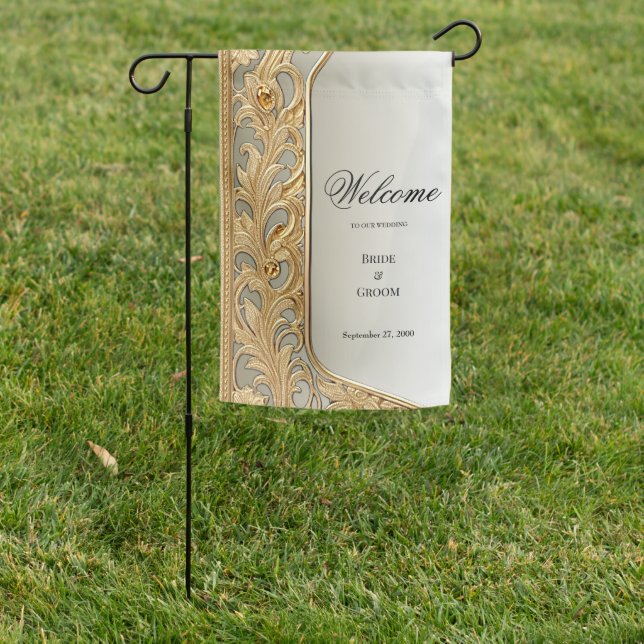 Modern Gold Ornate Garden Flag (In SItu)