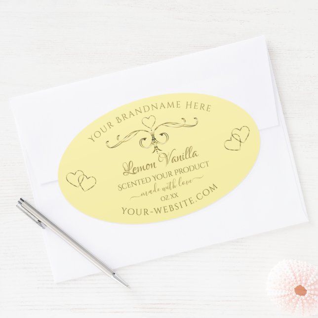 Modern Gold Ornate on Cream Product Labels Hearts  (Envelope)