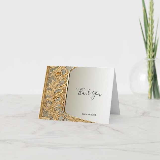 Modern Gold Ornate Thank You Card (Front)