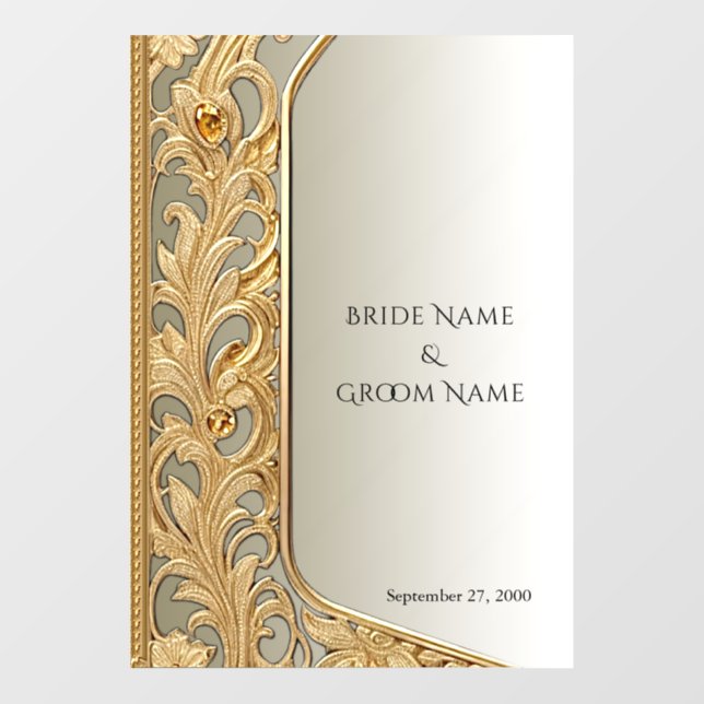 Modern Gold Ornate Wedding Floor Decal (Front)