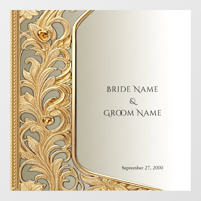 Modern Gold Ornate Wedding Floor Decal (Front)