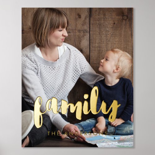 Modern Gold overlay family picture Foil Prints