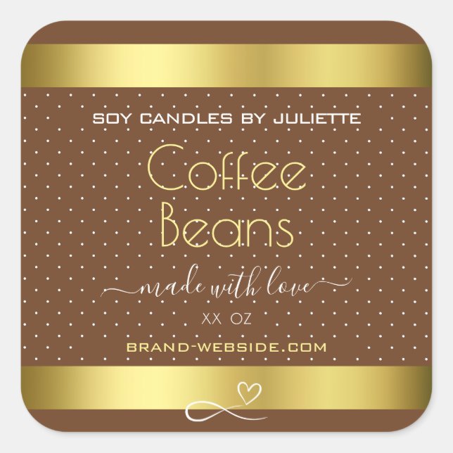 Modern Gold Packaging Labels Brown Coffee Beans (Front)