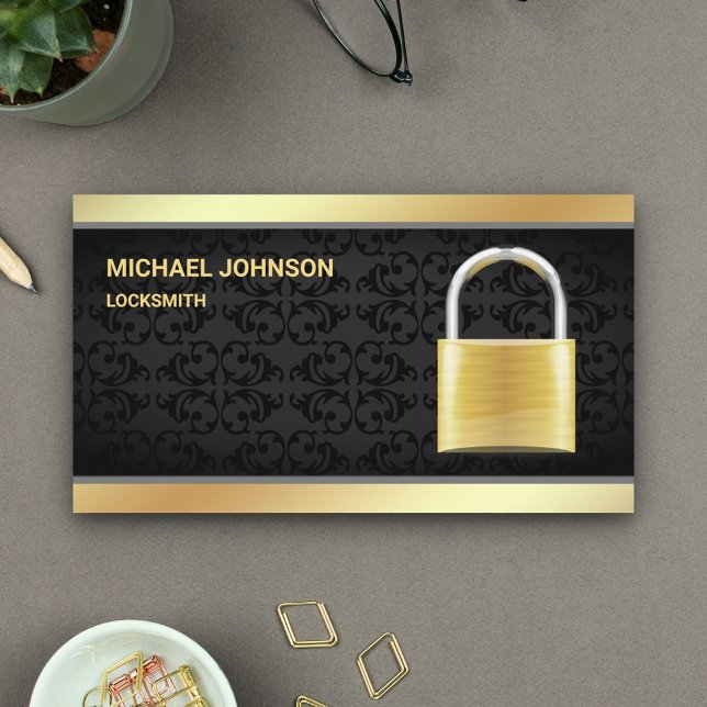 Modern Gold Padlock Locksmith Business Card (Creator Uploaded)