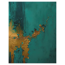 Modern Gold Paint on Teal