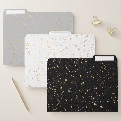 Modern Gold Paint Splatters Pattern File Folder