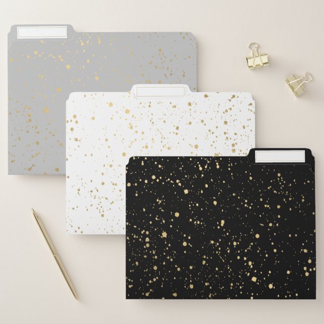 Modern Gold Paint Splatters Pattern File Folder (Set)