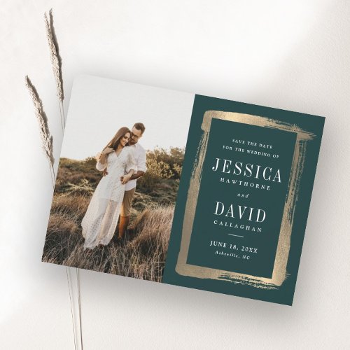 Modern Gold Painted Frame Photo Wedding Save The Date