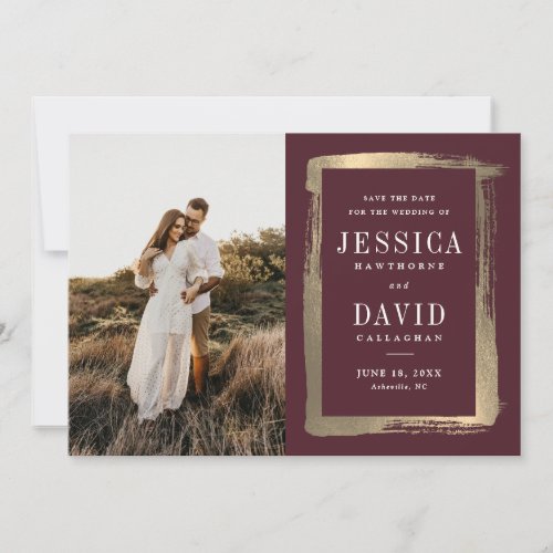 Modern Gold Painted Frame Photo Wedding Save The Date