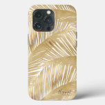 Modern Gold Palm Leaf Tropical Pattern Iphone 13 Pro Case at Zazzle