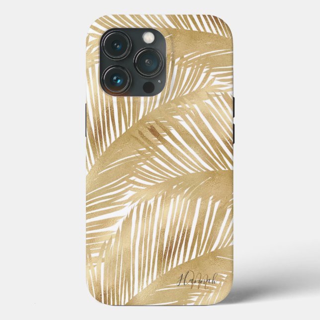 Modern Gold Palm Leaf Tropical Pattern Case-Mate iPhone Case (Back)