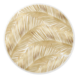 Modern Gold Palm Leaf Tropical Pattern Ceramic Knob