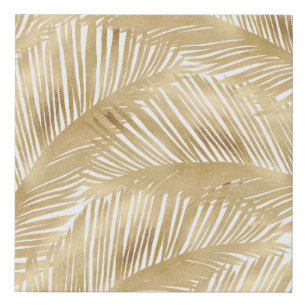 Modern Gold Palm Leaf Tropical Pattern Faux Canvas Print