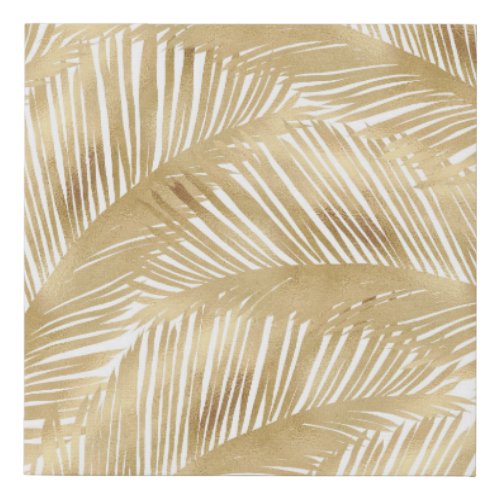 Modern Gold Palm Leaf Tropical Pattern Faux Canvas Print