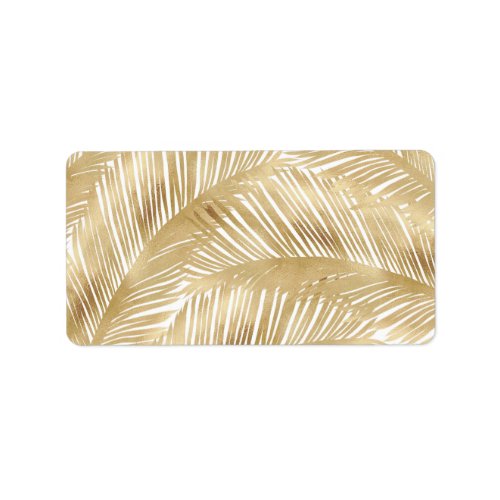Modern Gold Palm Leaf Tropical Pattern Label
