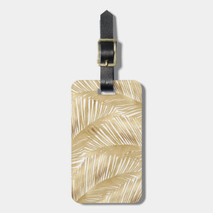 Modern Gold Palm Leaf Tropical Pattern Luggage Tag