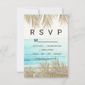 Modern gold palm tree beach photo RSVP wedding (Front)