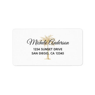 Modern Gold Palm Tree Wedding RSVP Return Address Label