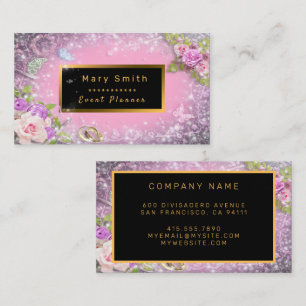 Modern Gold Party Pink Add Your Text Business Card