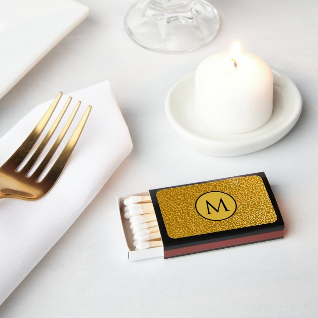 Modern Gold Pattern Personalized Monogram Decor Matchboxes (Insitu)