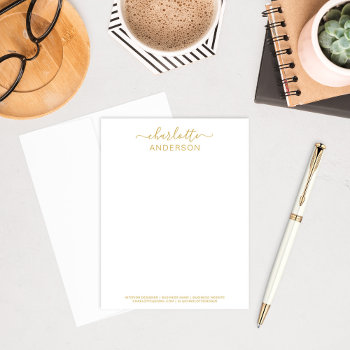 Modern Gold Personalized Calligraphy Name Business Note Card by Plush_Paper at Zazzle