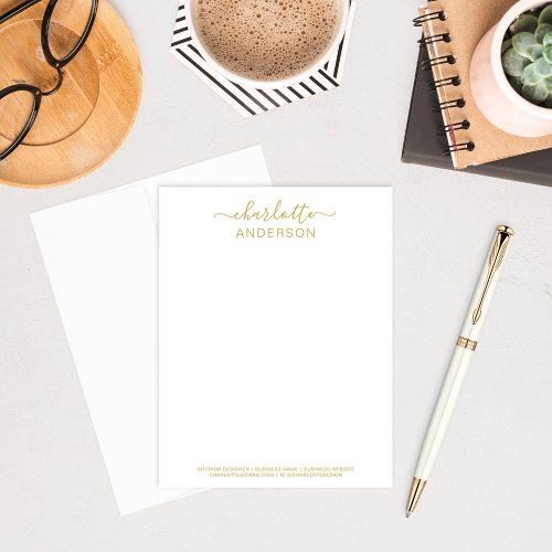 Modern Gold Personalized Calligraphy Name Business Note Card