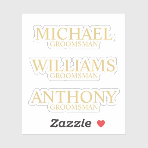 Modern Gold Personalized Groomsmans Name Sticker