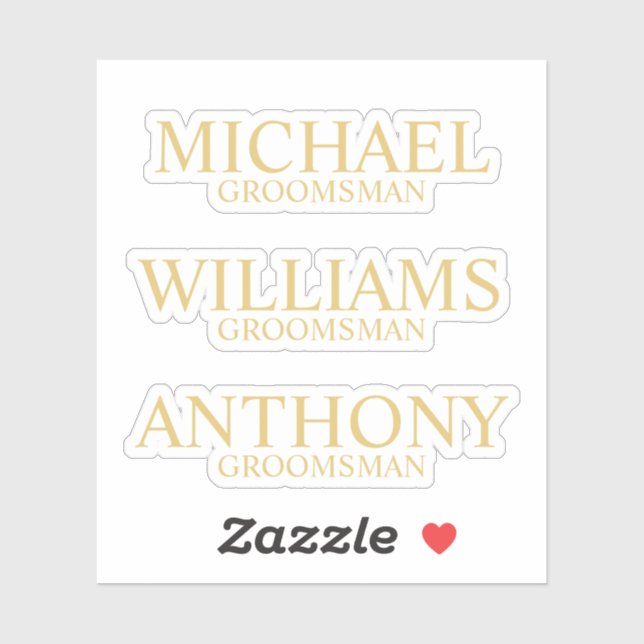 Modern Gold Personalized Groomsman's Name Sticker (Sheet)