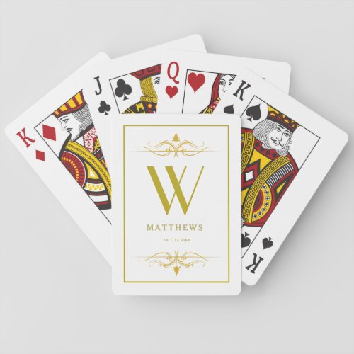 Modern gold Personalized Monogram and Name  Playing Cards