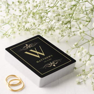 Modern gold Personalized Monogram and Name Poker Cards
