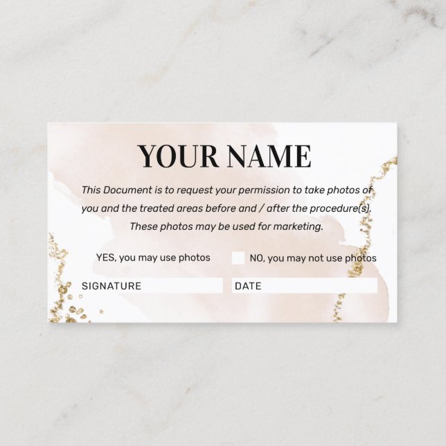Modern Gold Photo Consent Card (Back)