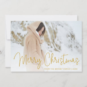 Modern Gold Photo Elegant Christmas Holiday Card