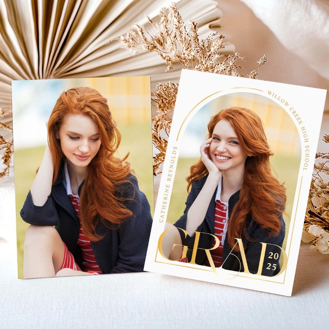 Modern Gold Photo Graduation Announcement (Creator Uploaded)