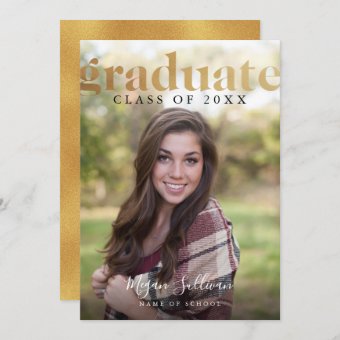 Modern Gold Photo High School/College Graduation Announcement | Zazzle