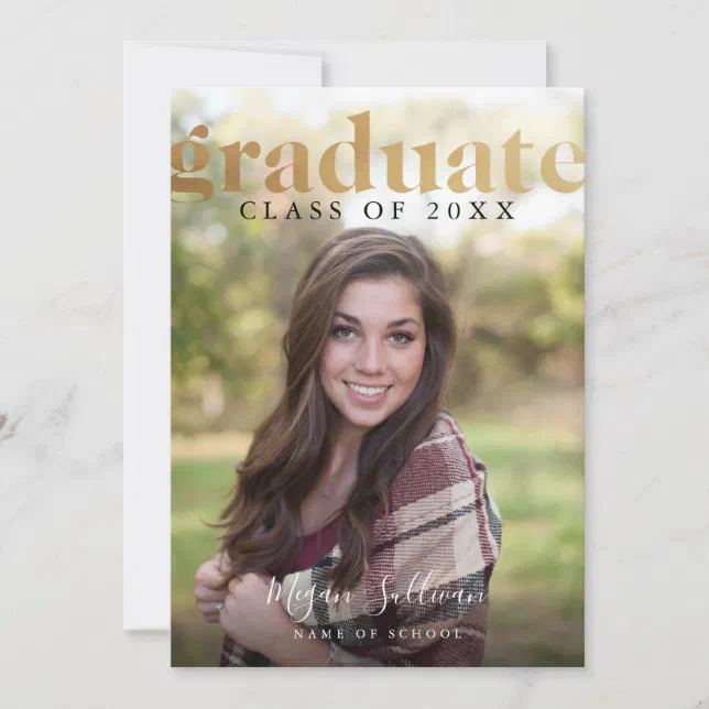 Modern Gold Photo High School/College Graduation Announcement | Zazzle