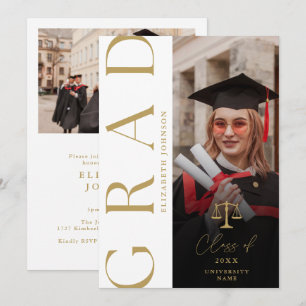 Modern Gold Photo Law School Graduation Party Invitation