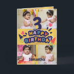 Modern Gold Photo Name Happy 3rd Birthday Card<br><div class="desc">Modern Gold Photo Name Happy 3rd Birthday Card.
Fully customizable kids birthday card,  change photos,  name and your message to make it more unique.</div>