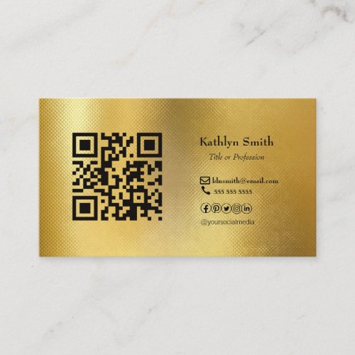 Modern Gold Photo QR Code Professional Business Card