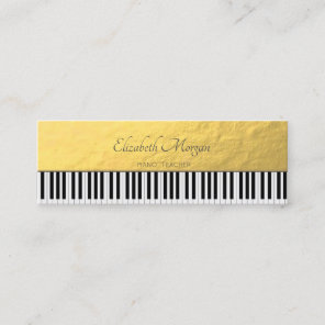 Modern,Gold,Piano Keys, Music Teacher Mini Business Card