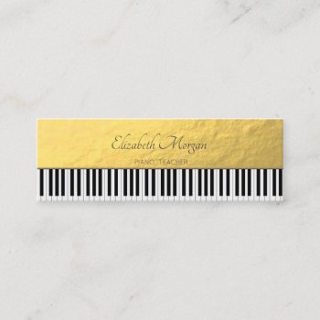 Modern Gold Piano Keys  Music Teacher Mini Business Card by Biglibigli at Zazzle